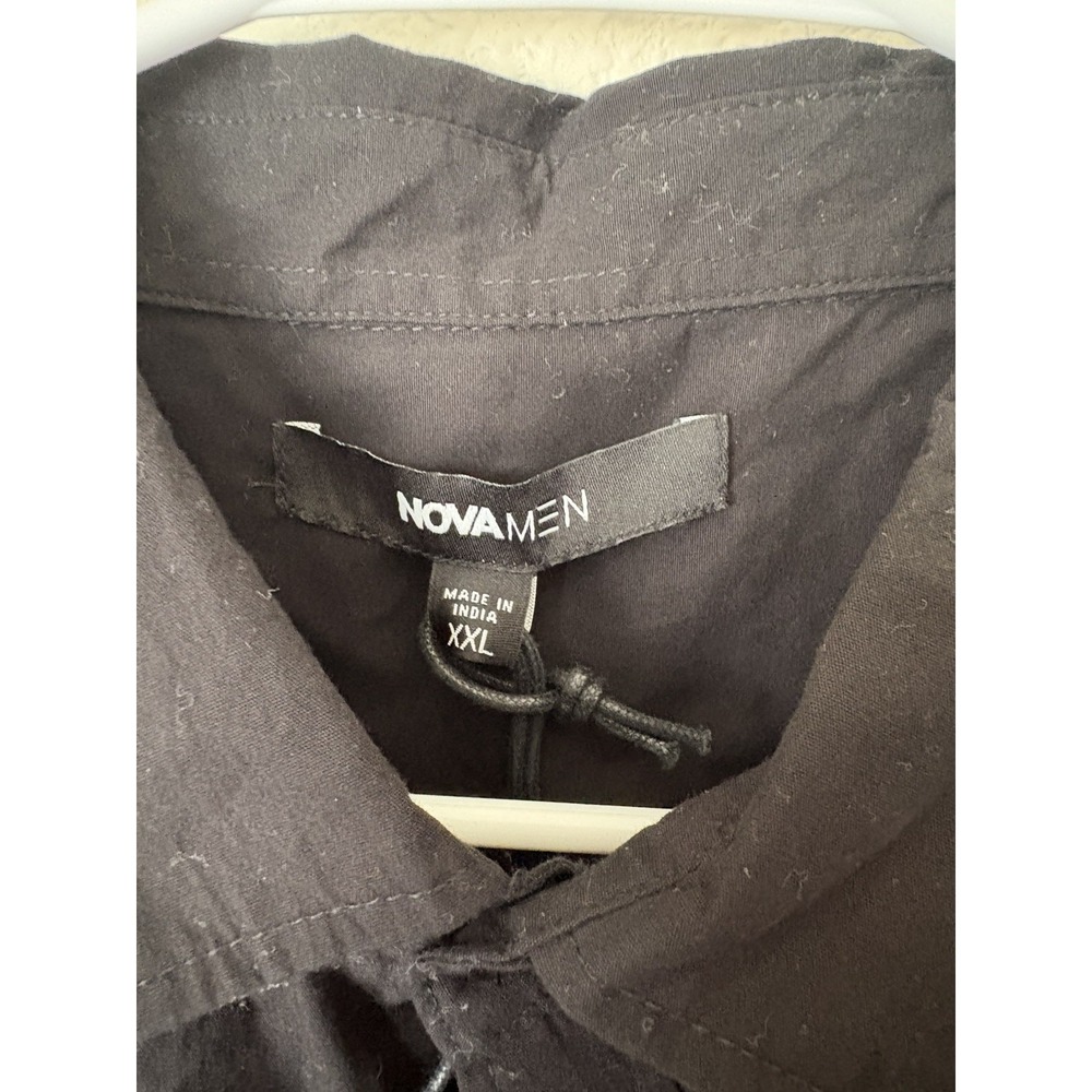 Fashion Nova Shirt Mens XXL‎ Black Button Up NWT Short Sleeve 2XL - Picture 5 of 12